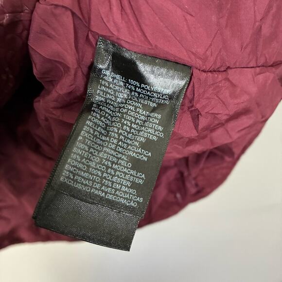 THE NORTH FACE fur hooded down parkina in deep red burgundy size S - Picture 7 of 16